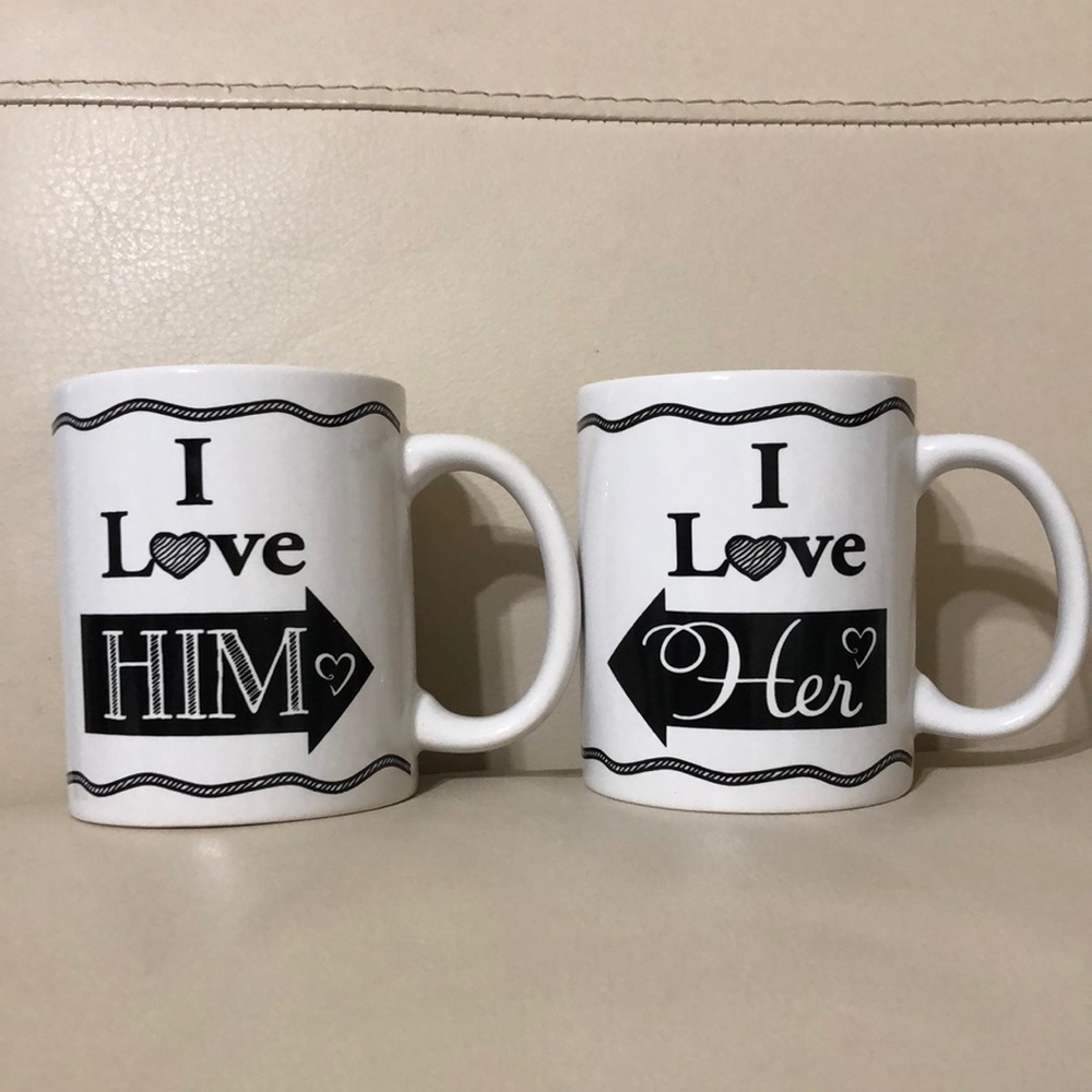 Couples I Love Him I Love Her Mugs Black White